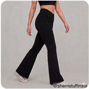 Offline By Aerie Real Me Super Flare High Rise Crossover Leggings Black S